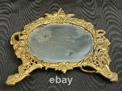 Antique NB & IW, National Brass & Iron Works Cast Oval Frame Easel Mirror