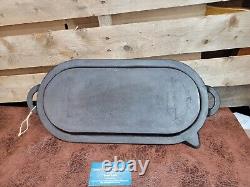 Antique Oval 2 Gate Marks Cast Iron Camping Griddle 22