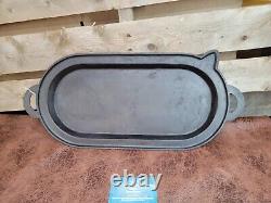 Antique Oval 2 Gate Marks Cast Iron Camping Griddle 22