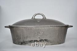 Antique Swedish Husqvarna 3L Oval Cast Iron Dutch Oven Roaster