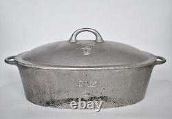 Antique Swedish Husqvarna 3L Oval Cast Iron Dutch Oven Roaster