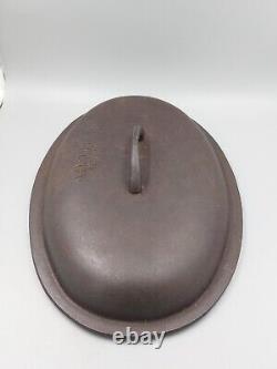 Antique Vintage HTF Lodge Cast Iron #4 Oval Roaster TOP ONLY