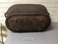 Antique Vtg Large Oval Cast Iron Handled Footed Roaster Log Wood Holder 25 X13
