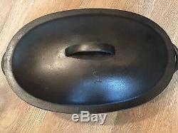Antique Wagner Sidney O #2 Cast Iron Oval Roaster With Lid HTF