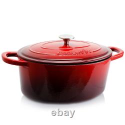 Artisan 7 Qt. Enameled Cast Iron Oval Dutch Oven in Scarlet Red