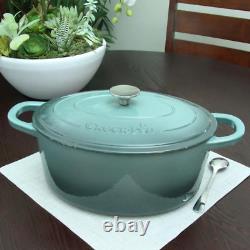 Artisan 7 Qt. Oval Cast Iron Nonstick Dutch Oven in Slate Gray with Lid