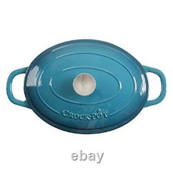 Artisan Oval Enameled Cast Iron Dutch Oven, 7-Quart, Teal Ombre