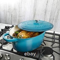 Artisan Oval Enameled Cast Iron Dutch Oven, 7-Quart, Teal Ombre