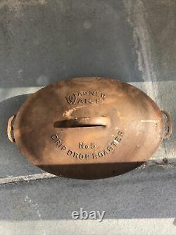Barn Find Wagner Cast Iron Oval Roaster 1285 Drip Drop Roaster No 5