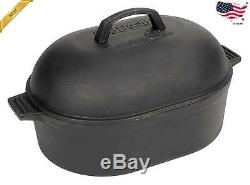 Bayou Classic 12-Quart Cast-Iron Oval Roaster with Domed Lid