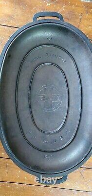 Big Scarce Griswold #7 Dutch Oven 648a Oval Roaster Dish & Cast Iron Trivet