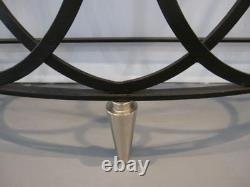 Black Iron Entwined Rings Demilune Console Table Open Curved Ovals Granite