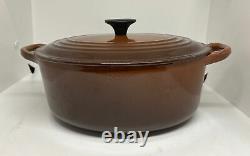 Brown Le Creuset #23 Enameled Cast Iron Oval Dutch Oven 2 3/4- Quart with Lid