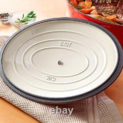 BrylaneHome 6 Liter Cast Iron Enameled Oval Casserole 0, Red