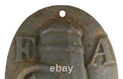 =C. 1820 Cast Iron Oval Marker Plaque w Hydrant Fire Association of Philadelphia