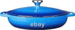 Casserole with Lid Oval 3.6 Quart Enameled Cast Iron Oven Stovetop Safe Blue