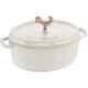 Cast Iron 5. 75 qt. Oval Cast Iron Coq au Vin Dutch Oven in White with Lid