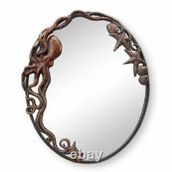 Cast Iron Octopus Oval Wall Mirror