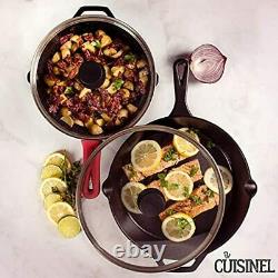 Cast Iron Skillet Set 10 + 12-Inch Frying Pan + Glass Lids + 2 Handle Cover