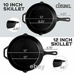 Cast Iron Skillet Set 4-Piece Chef Pan 6 + 8 + 10 + 12-Inch + 4 Heat-Res