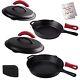 Cast Iron Skillet Set with Lids 10+12-inch Pre-Seasoned Covered Frying Pan S