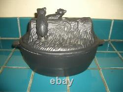 Cast Iron Wood Stove Oval Steamer Humidifier Grizzly Bear Cubs and Log