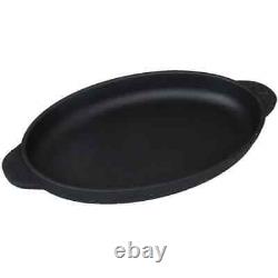 Cast iron oval frying pan on a wooden stand 22 14 2.5 cm excellent quality