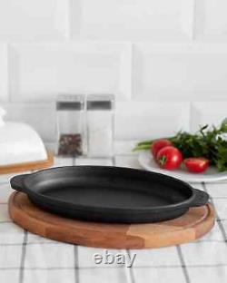 Cast iron oval frying pan with stand 220 x 140 x 25 mm. Made in UA