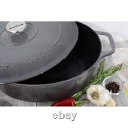 Chasseur French Enameled Cast Iron Oval Dutch Oven 6 Qt Caviar Grey New In Box