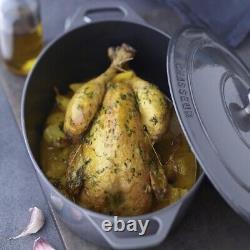 Chasseur French Enameled Cast Iron Oval Dutch Oven 6 Qt Caviar Grey New In Box