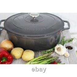 Chasseur French Enameled Cast Iron Oval Dutch Oven 6 Qt Caviar Grey New In Box