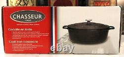 Chasseur French Enameled Cast Iron Oval Dutch Oven 6 Qt Caviar Grey New In Box