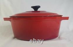 Chasseur Red Casserole Baking Oval Dish w Lid Cast Iron 27cm 3.6 Liter France