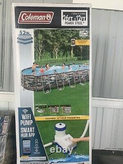 Coleman 26x12x52in Power Steel Oval Above Ground Pool with WiFi Pump IN HAND