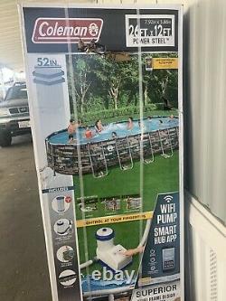 Coleman 26x12x52in Power Steel Oval Above Ground Pool with WiFi Pump IN HAND
