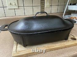 Columbus Iron Works Cast Iron Footed ROASTER / FRYER & LID Vintage Antique Rare