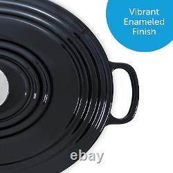 Cookware Bourgogne Enameled Cast Iron 7.9QT Oval Dutch Oven, Jet Black