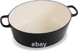 Cookware Bourgogne Enameled Cast Iron 7.9QT Oval Dutch Oven, Jet Black