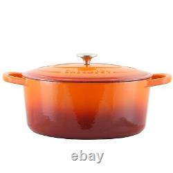 Crock Pot Artisan 7 Quart Enameled Cast Iron Oval Dutch Oven in Sunset Orange