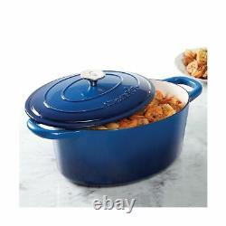 Crock Pot Artisan Enameled Cast Iron 7-Quart Oval Dutch Oven, Sapphire Blue