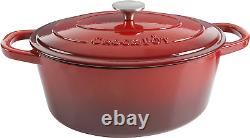 Crock-Pot Artisan Oval Enameled Cast Iron Dutch Oven, 7-Quart, Scarlet Red