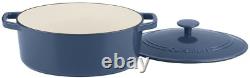 Cuisinart Cast Iron Casserole, 5.5 Qt Oval Covered, Enameled Provencial Blue