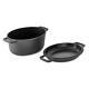 DASH Zakarian by Dash 6 Qt Nonstick Cast Iron Double Dutch Oven, Oval Pot wit