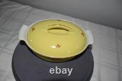 DRU Holland Yellow Tulip Enameled Cast Iron Dutch Oven Oval Pot Pan Nice #1