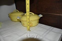 DRU Holland Yellow Tulip Enameled Cast Iron Dutch Oven Oval Pot Pan Nice #2