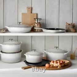 Denby Casserole Dish Cast Iron 4.5 Qt Oval White Natural Canvas with Lid Durable