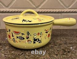 Descoware Robert Markley Yellow Enamel Cast Iron Saucepan w. Lid Belgium Vintage