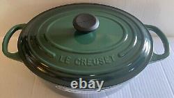 Discontinued Le Creuset Enameled Cactus Juniper Green Oval 3.5 Quart Cast Iron C