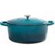 Dutch Oven Cast Iron Nonstick 7 Qt. Oval Enameled With Self-Basting Lid Teal Ombre