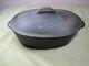 Early Style Handles Wagner #3 Cast Iron Oval Roaster withGate Marked Lid